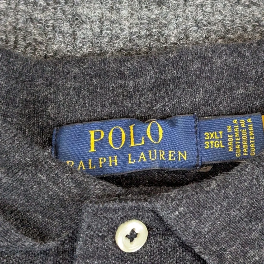 Polo Ralph Lauren Mens 3XLT Charcoal Gray Heather Short Sleeve Polo Shirt